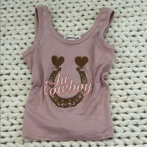 Pink Tank Top with Horseshoe Design
